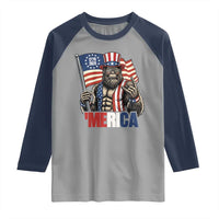 Funny Patriotic Bigfoot Merica Rock Raglan Shirt USA 250th Anniversary
