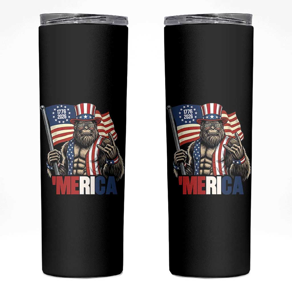 Funny Patriotic Bigfoot Merica Rock Skinny Tumbler USA 250th Anniversary