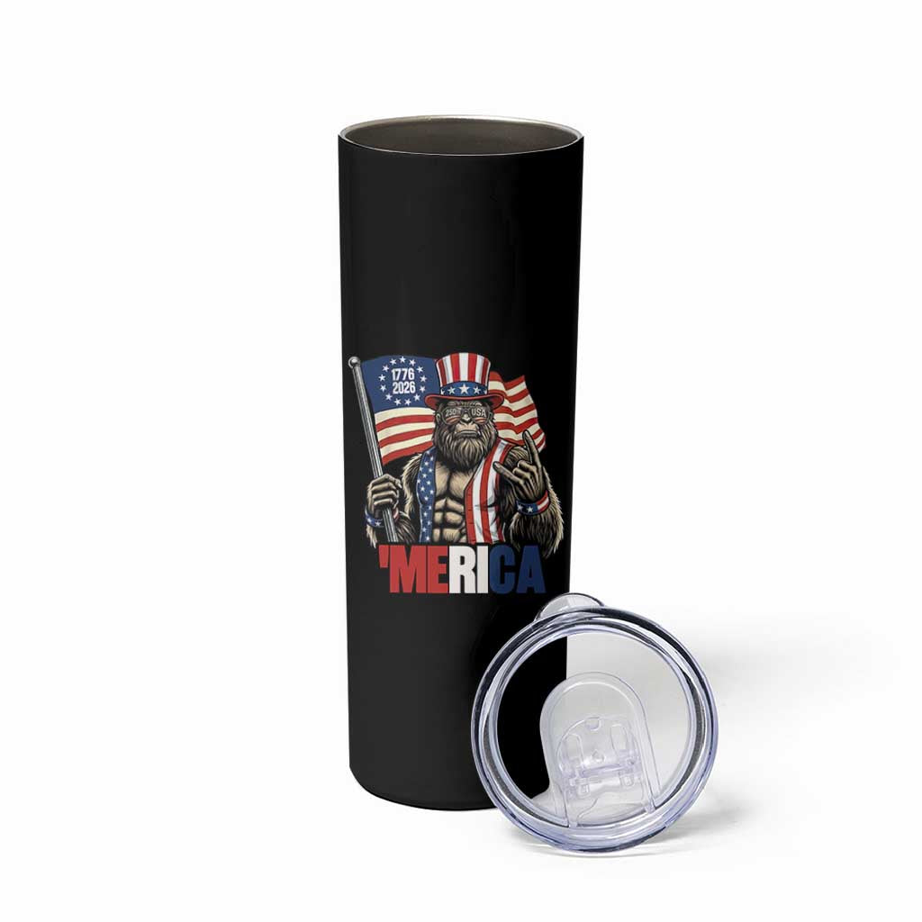 Funny Patriotic Bigfoot Merica Rock Skinny Tumbler USA 250th Anniversary
