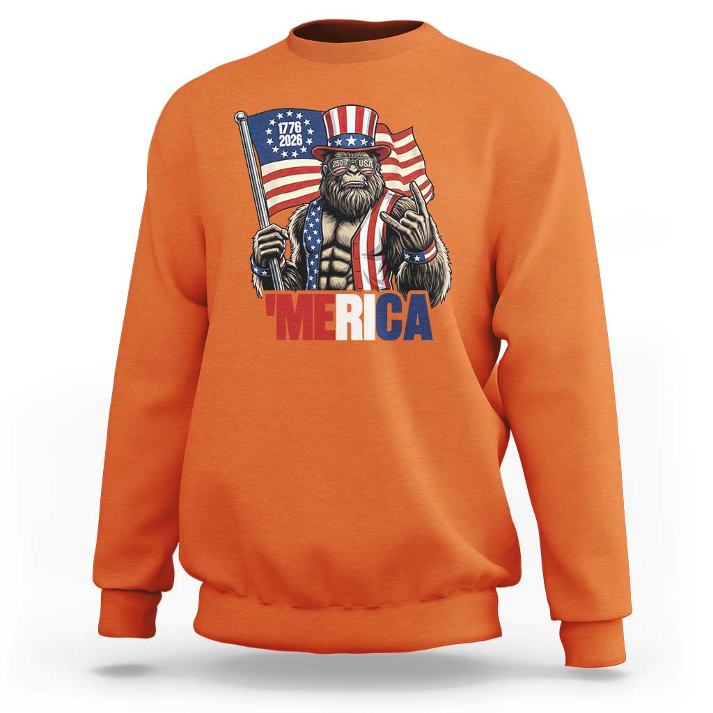 Funny Patriotic Bigfoot Merica Rock Sweatshirt USA 250th Anniversary
