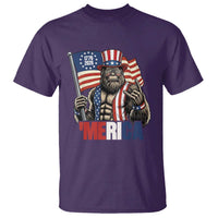 Funny Patriotic Bigfoot Merica Rock T Shirt USA 250th Anniversary