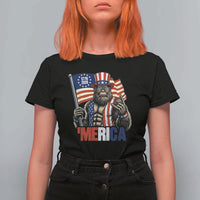 Funny Patriotic Bigfoot Merica Rock T Shirt For Women USA 250th Anniversary