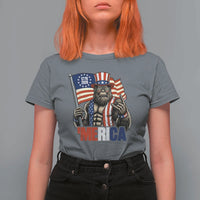 Funny Patriotic Bigfoot Merica Rock T Shirt For Women USA 250th Anniversary