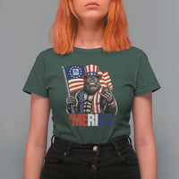 Funny Patriotic Bigfoot Merica Rock T Shirt For Women USA 250th Anniversary