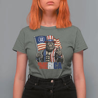 Funny Patriotic Bigfoot Merica Rock T Shirt For Women USA 250th Anniversary