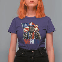 Funny Patriotic Bigfoot Merica Rock T Shirt For Women USA 250th Anniversary