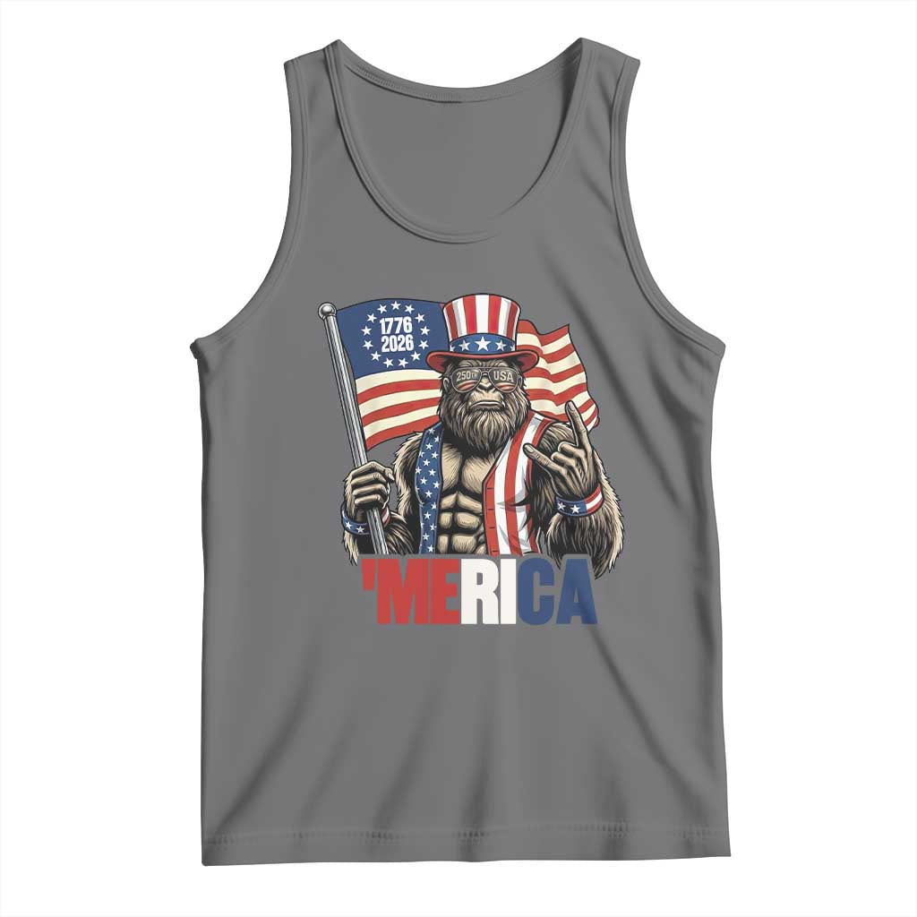 Funny Patriotic Bigfoot Merica Rock Tank Top USA 250th Anniversary