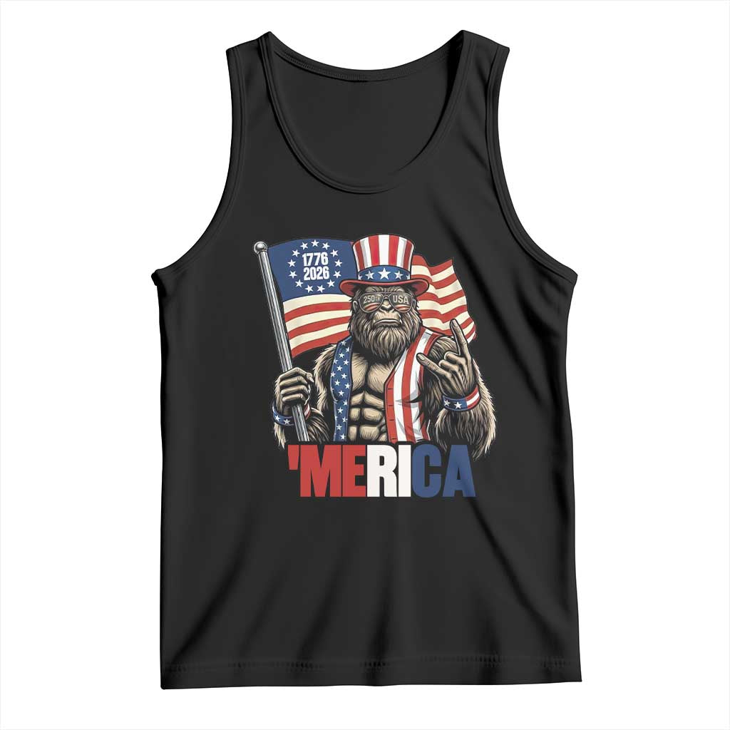 Funny Patriotic Bigfoot Merica Rock Tank Top USA 250th Anniversary