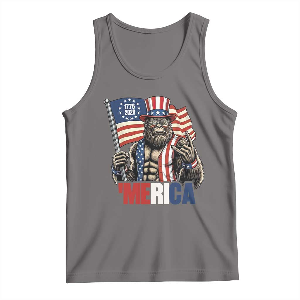 Funny Patriotic Bigfoot Merica Rock Tank Top USA 250th Anniversary