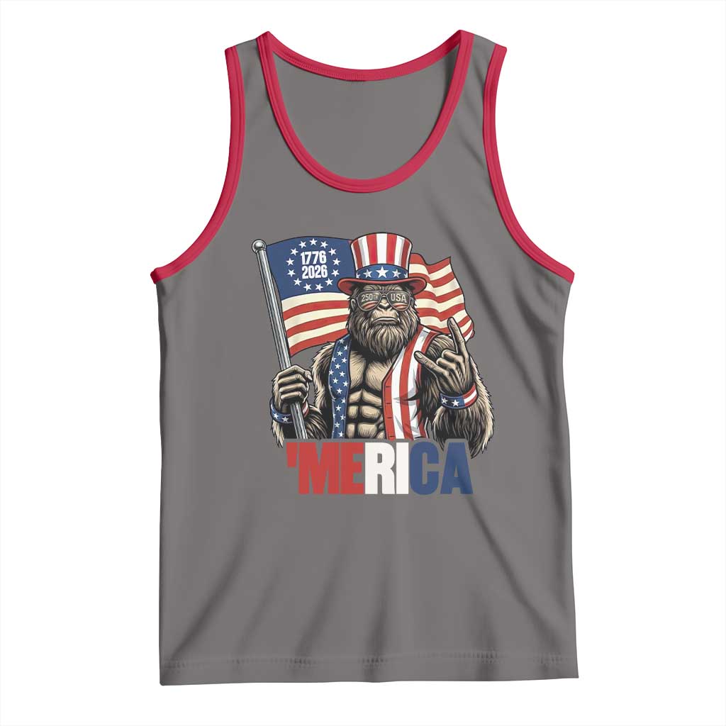 Funny Patriotic Bigfoot Merica Rock Tank Top USA 250th Anniversary
