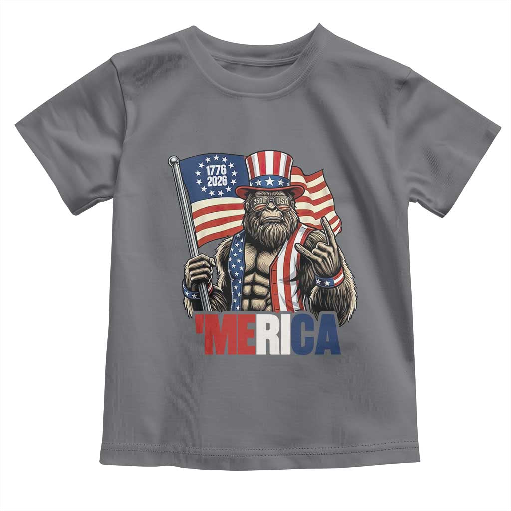 Funny Patriotic Bigfoot Merica Rock Toddler T Shirt USA 250th Anniversary