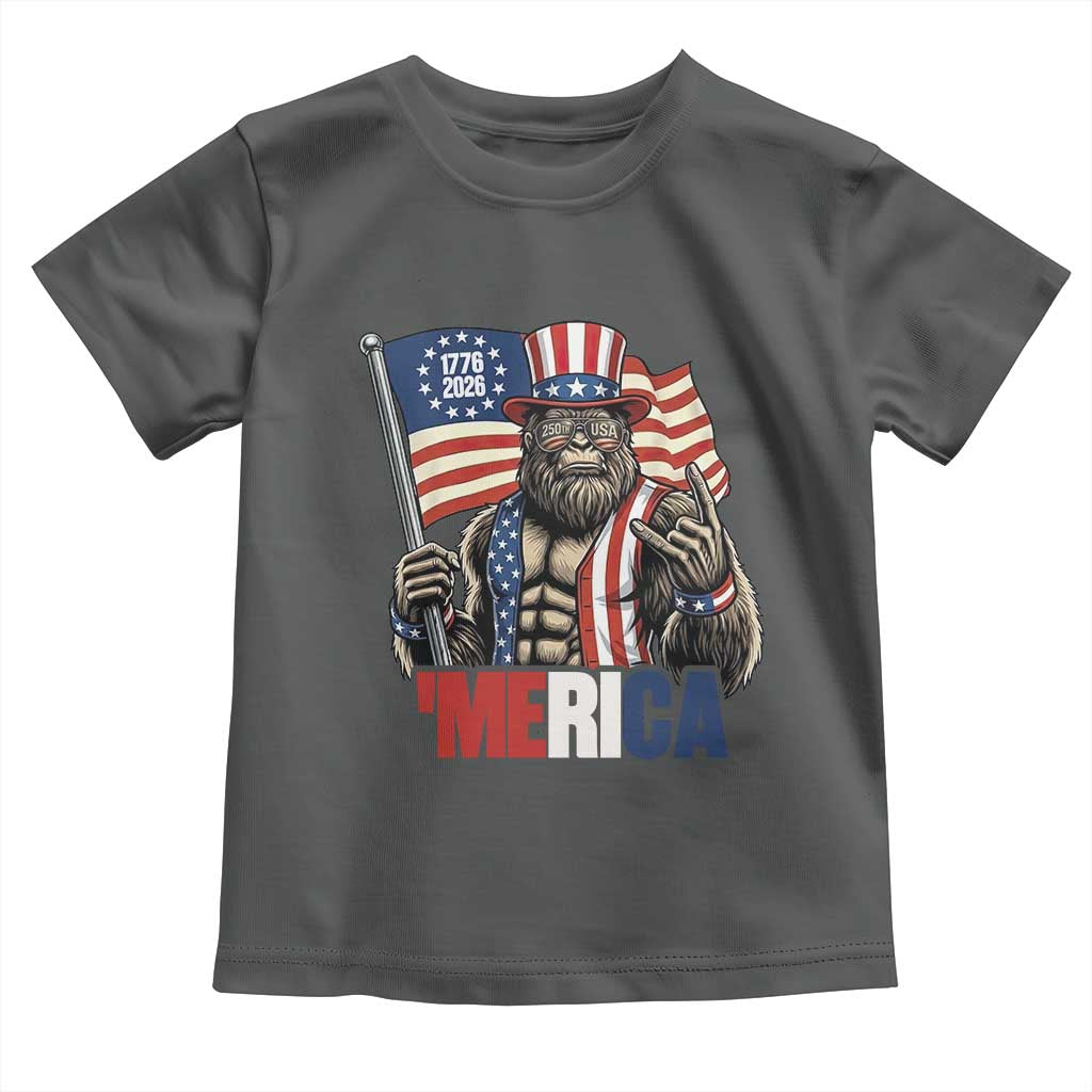 Funny Patriotic Bigfoot Merica Rock Toddler T Shirt USA 250th Anniversary