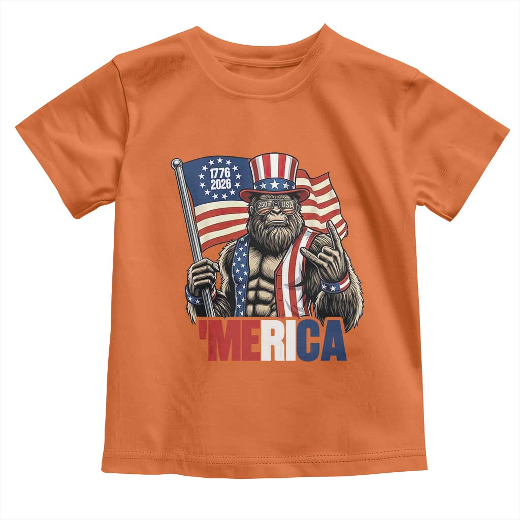 Funny Patriotic Bigfoot Merica Rock Toddler T Shirt USA 250th Anniversary