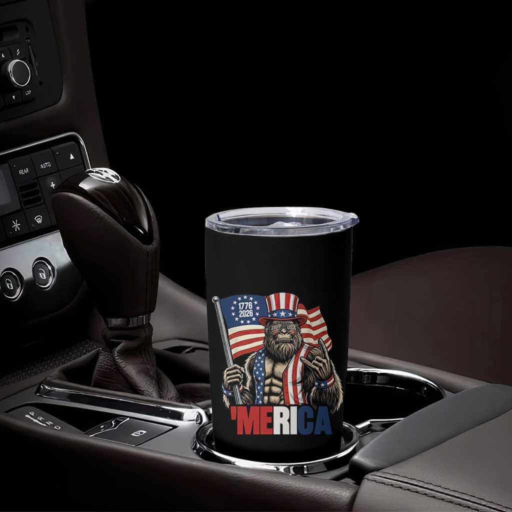 Funny Patriotic Bigfoot Merica Rock Tumbler Cup USA 250th Anniversary