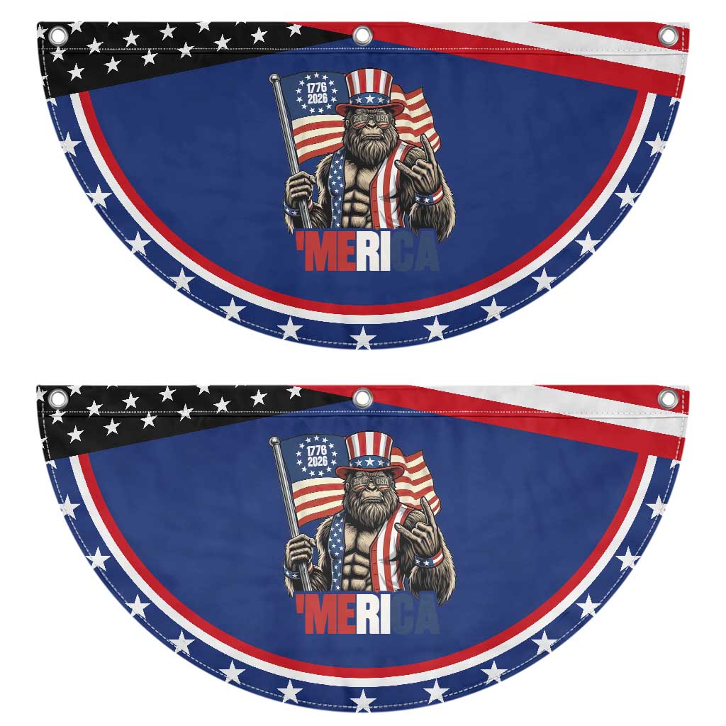 Funny Bigfoot Merica Rock Patriotic Fan Flag USA 250th Anniversary