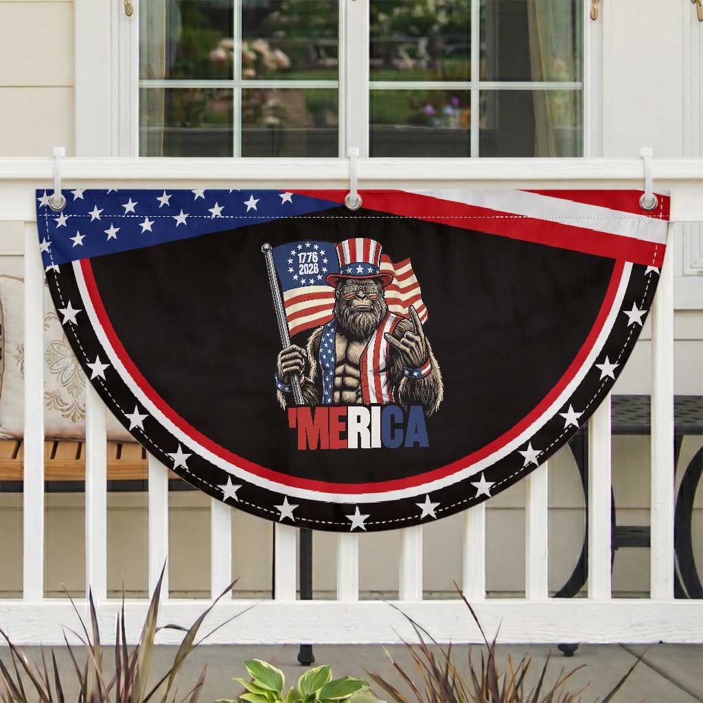 Funny Bigfoot Merica Rock Patriotic Fan Flag USA 250th Anniversary