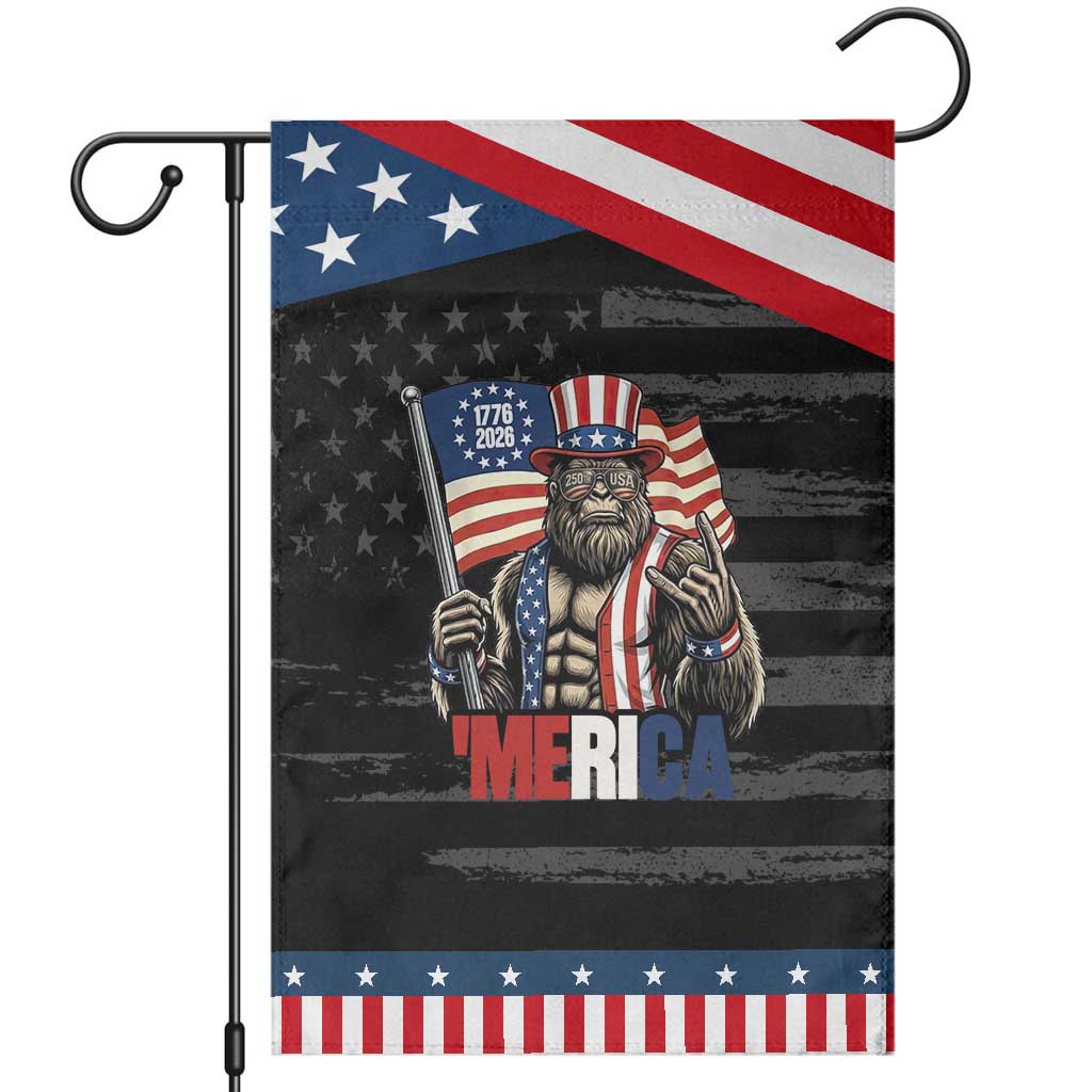 Funny Patriotic Bigfoot Merica Rock Garden Flag USA 250th Anniversary