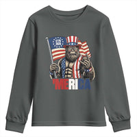 Funny Patriotic Bigfoot Merica Rock Youth Sweatshirt USA 250th Anniversary