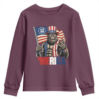 Funny Patriotic Bigfoot Merica Rock Youth Sweatshirt USA 250th Anniversary