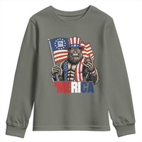 Funny Patriotic Bigfoot Merica Rock Youth Sweatshirt USA 250th Anniversary