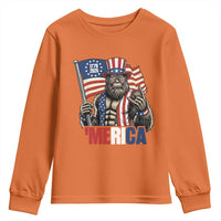 Funny Patriotic Bigfoot Merica Rock Youth Sweatshirt USA 250th Anniversary
