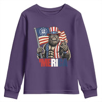 Funny Patriotic Bigfoot Merica Rock Youth Sweatshirt USA 250th Anniversary