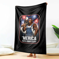 Funny Bigfoot America 250 Years Of American Freedom Throw Blanket