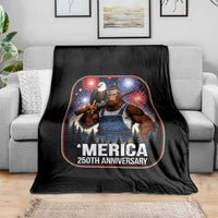 Funny Bigfoot America 250 Years Of American Freedom Throw Blanket