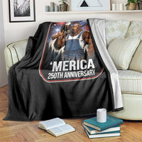Funny Bigfoot America 250 Years Of American Freedom Throw Blanket