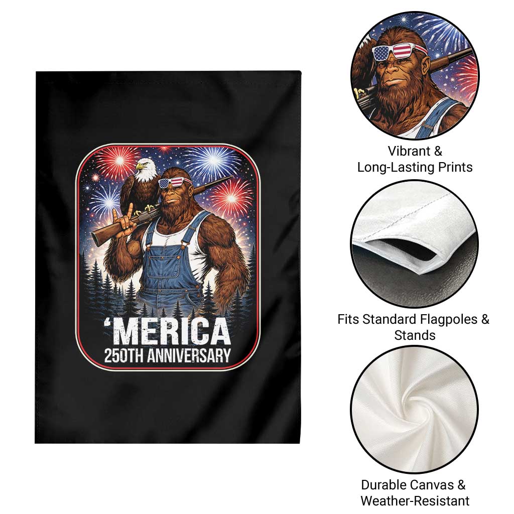 Funny Bigfoot America 250 Years Of American Freedom Garden Flag