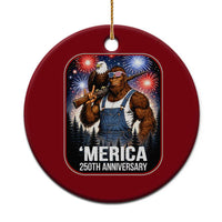 Funny Bigfoot America 250 Years Of American Freedom Ceramic Ornament