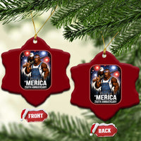 Funny Bigfoot America 250 Years Of American Freedom Ceramic Ornament