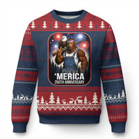 Funny Bigfoot America 250 Years Of American Freedom Ugly Christmas Sweater