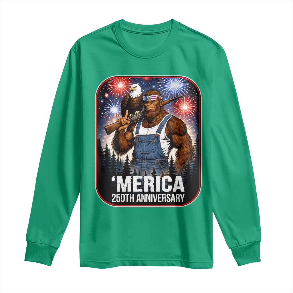 Funny Bigfoot America 250 Years Of American Freedom Long Sleeve Shirt