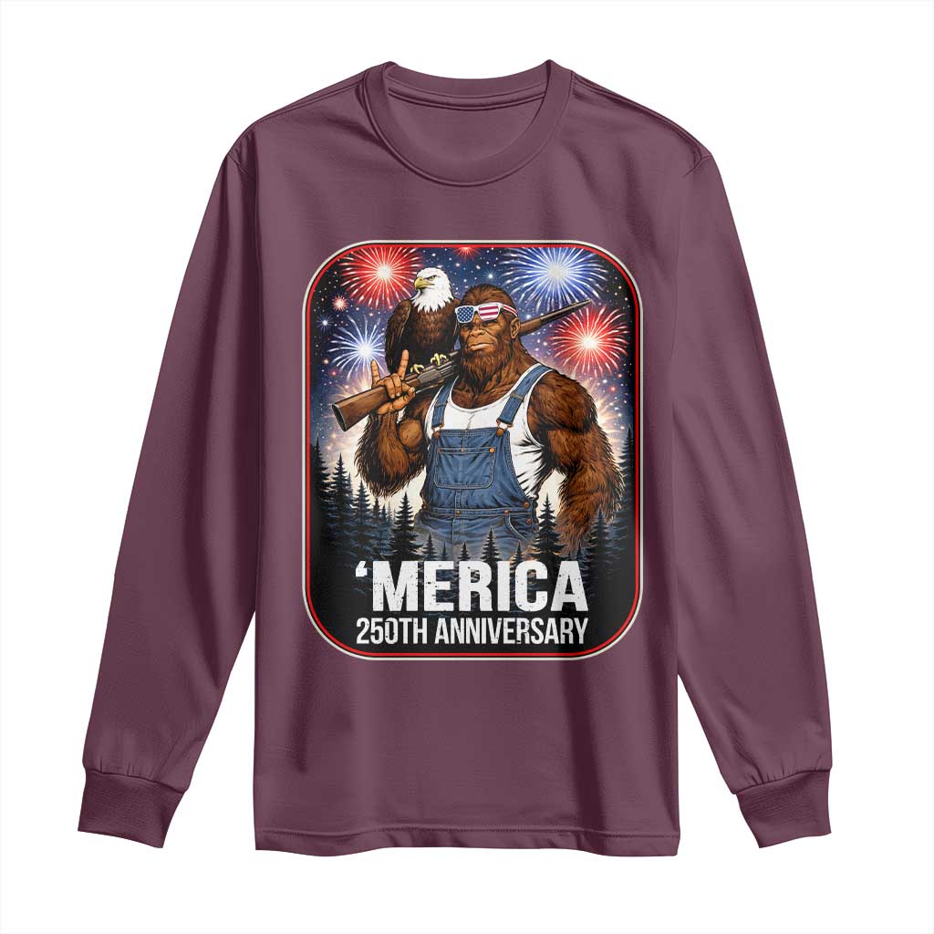 Funny Bigfoot America 250 Years Of American Freedom Long Sleeve Shirt