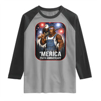 Funny Bigfoot America 250 Years Of American Freedom Raglan Shirt