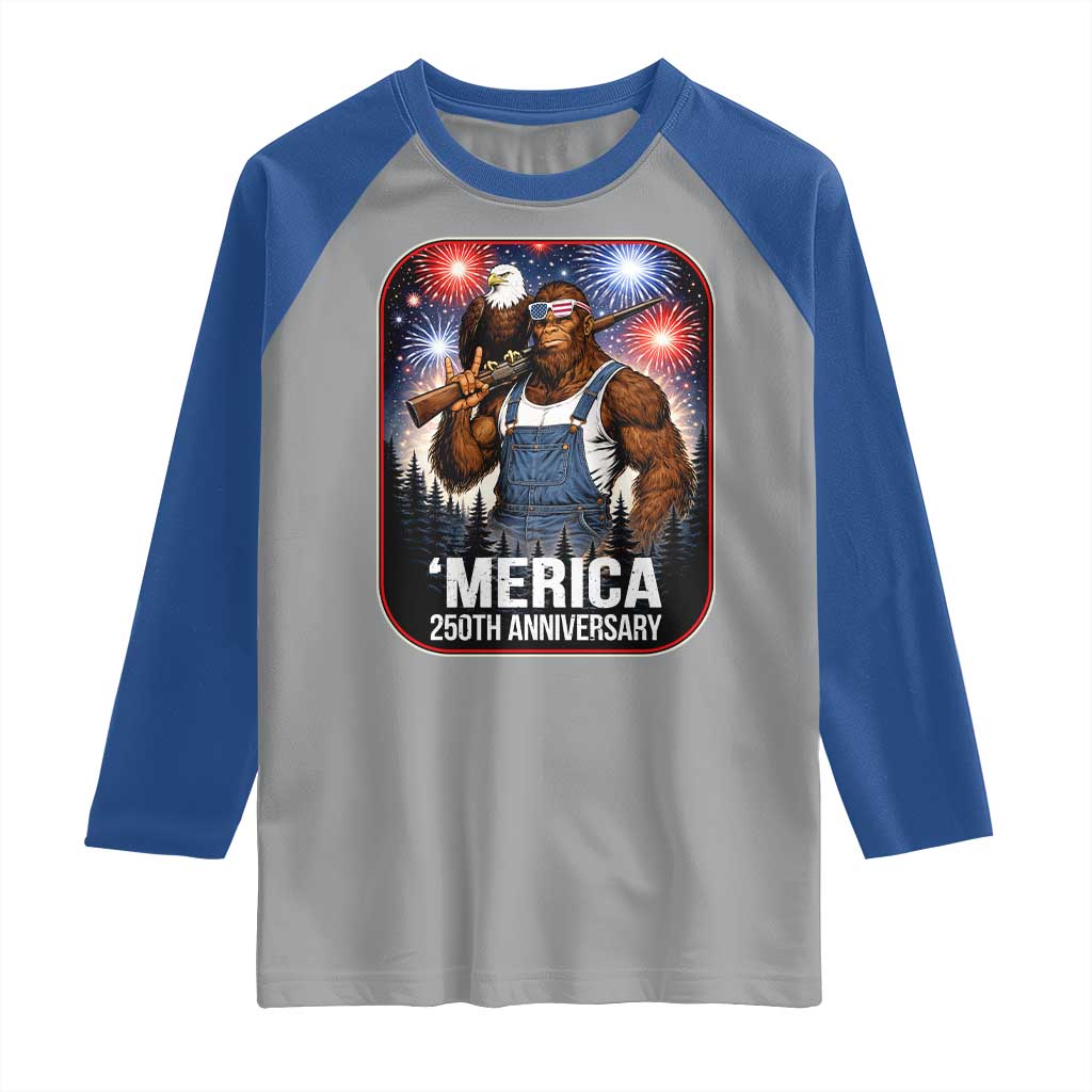 Funny Bigfoot America 250 Years Of American Freedom Raglan Shirt
