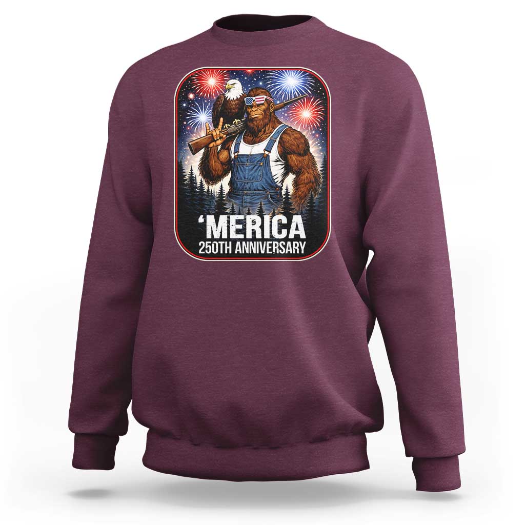 Funny Bigfoot America 250 Years Of American Freedom Sweatshirt