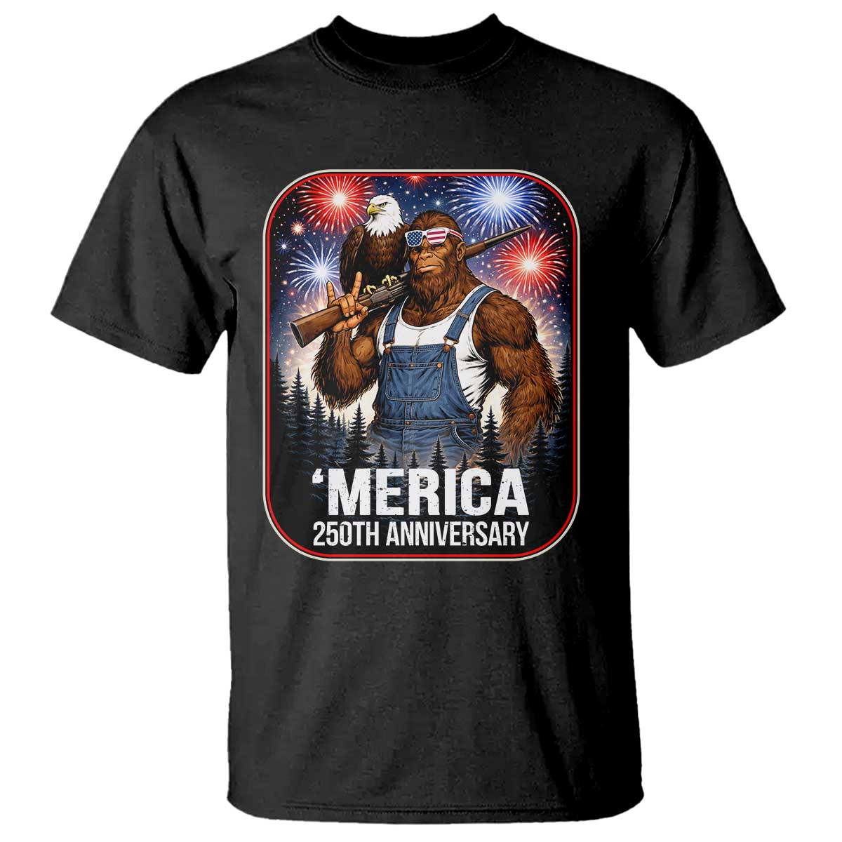 Funny Bigfoot America 250 Years Of American Freedom T Shirt
