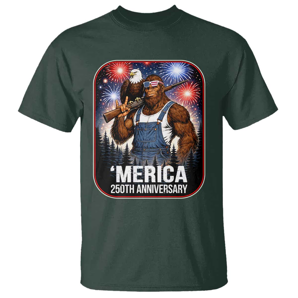 Funny Bigfoot America 250 Years Of American Freedom T Shirt