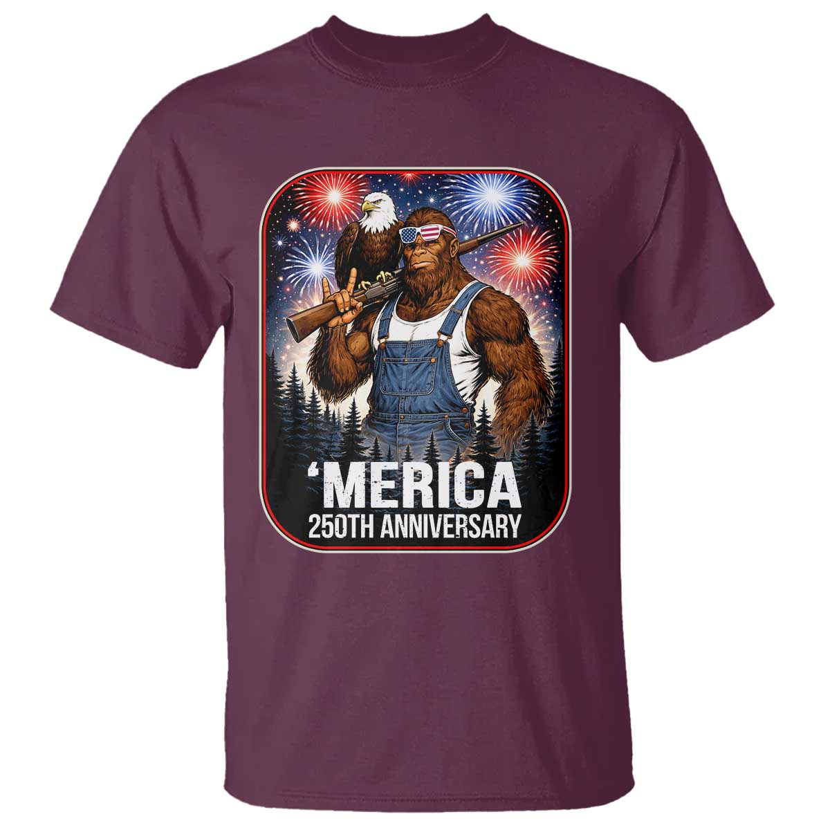 Funny Bigfoot America 250 Years Of American Freedom T Shirt