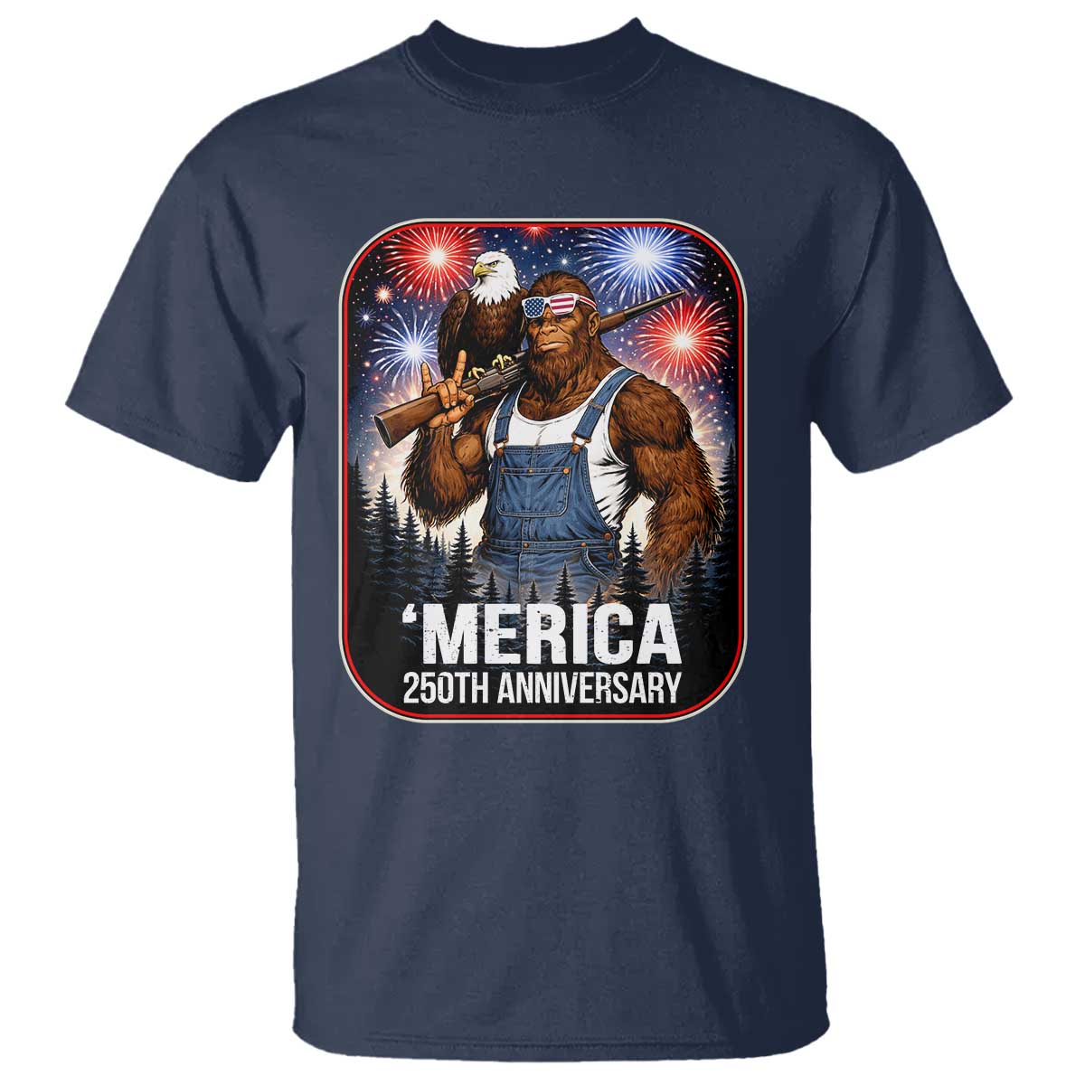 Funny Bigfoot America 250 Years Of American Freedom T Shirt