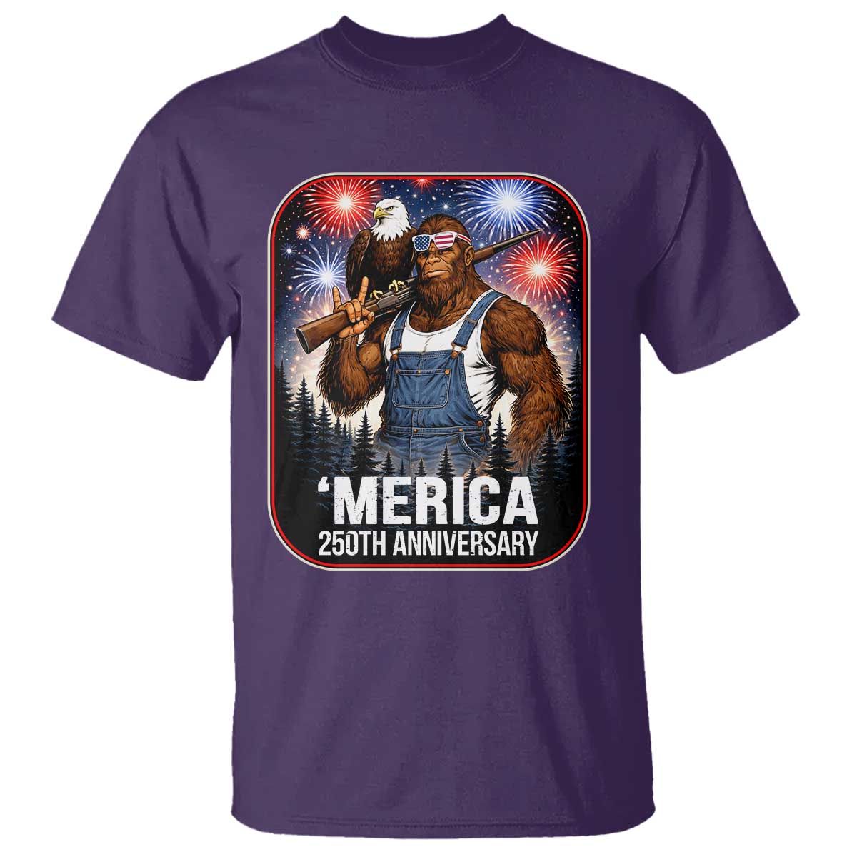 Funny Bigfoot America 250 Years Of American Freedom T Shirt