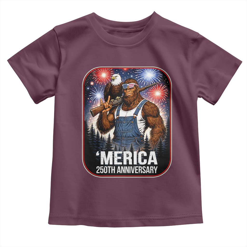Funny Bigfoot America 250 Years Of American Freedom Toddler T Shirt