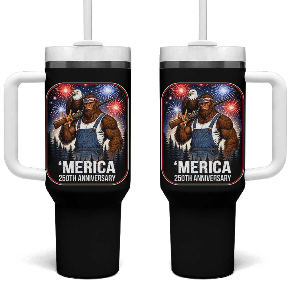 Funny Bigfoot America 250 Years Of American Freedom Tumbler With Handle