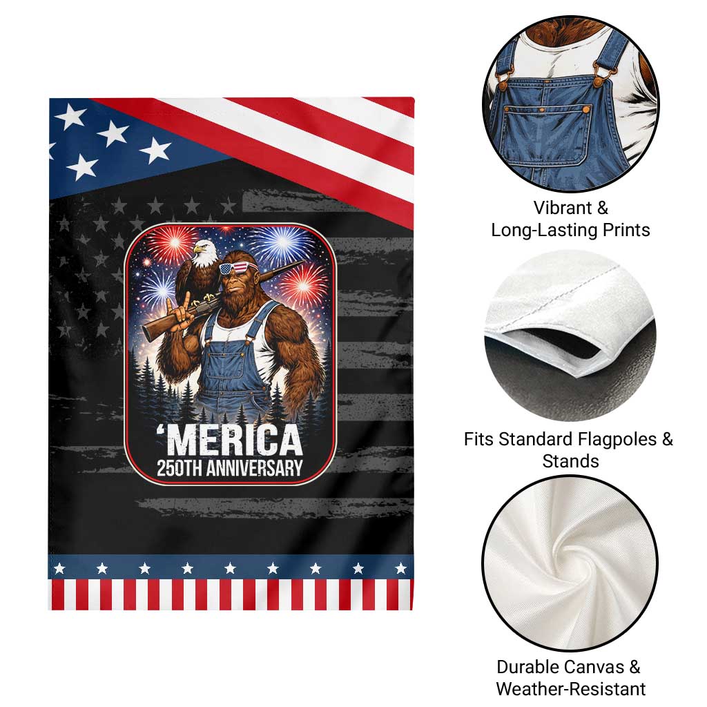Funny Bigfoot America 250 Years Of American Freedom Garden Flag