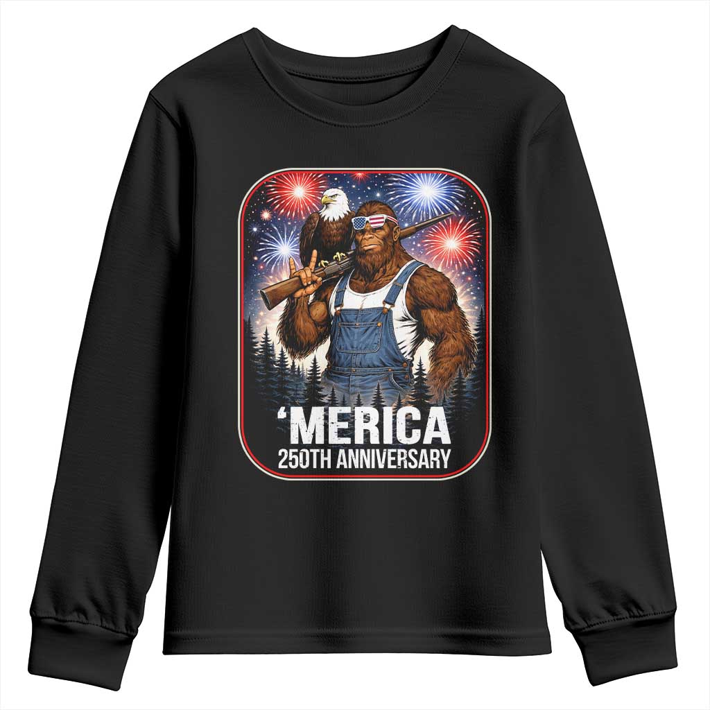 Funny Bigfoot America 250 Years Of American Freedom Youth Sweatshirt