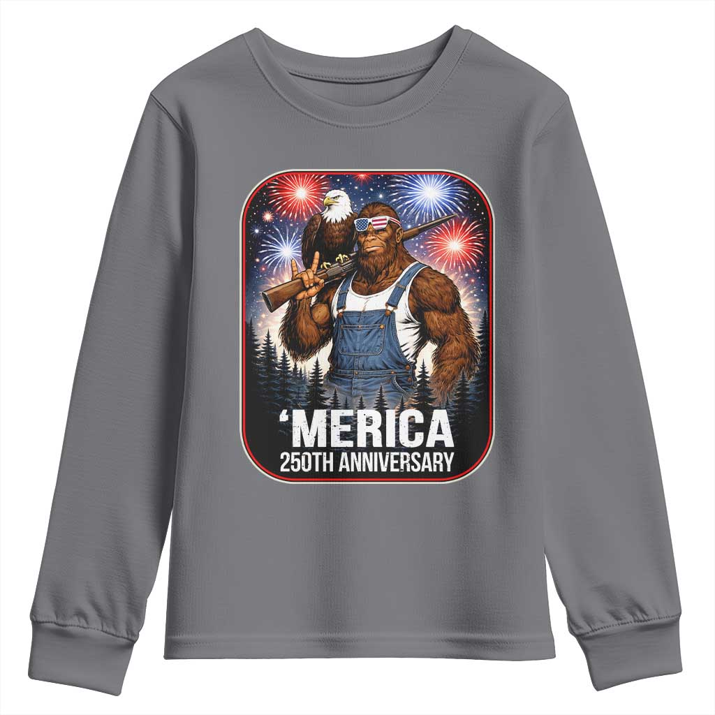 Funny Bigfoot America 250 Years Of American Freedom Youth Sweatshirt