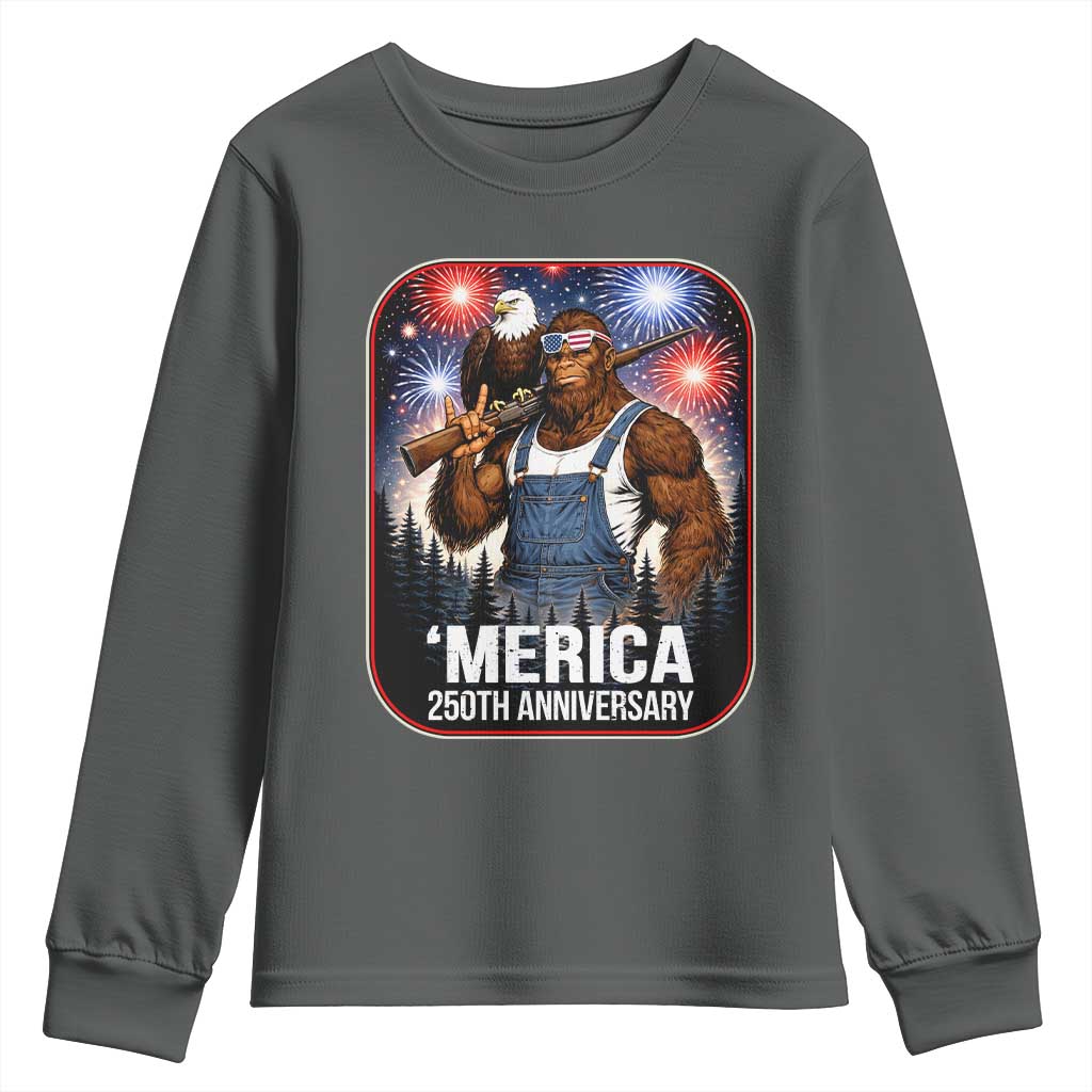 Funny Bigfoot America 250 Years Of American Freedom Youth Sweatshirt