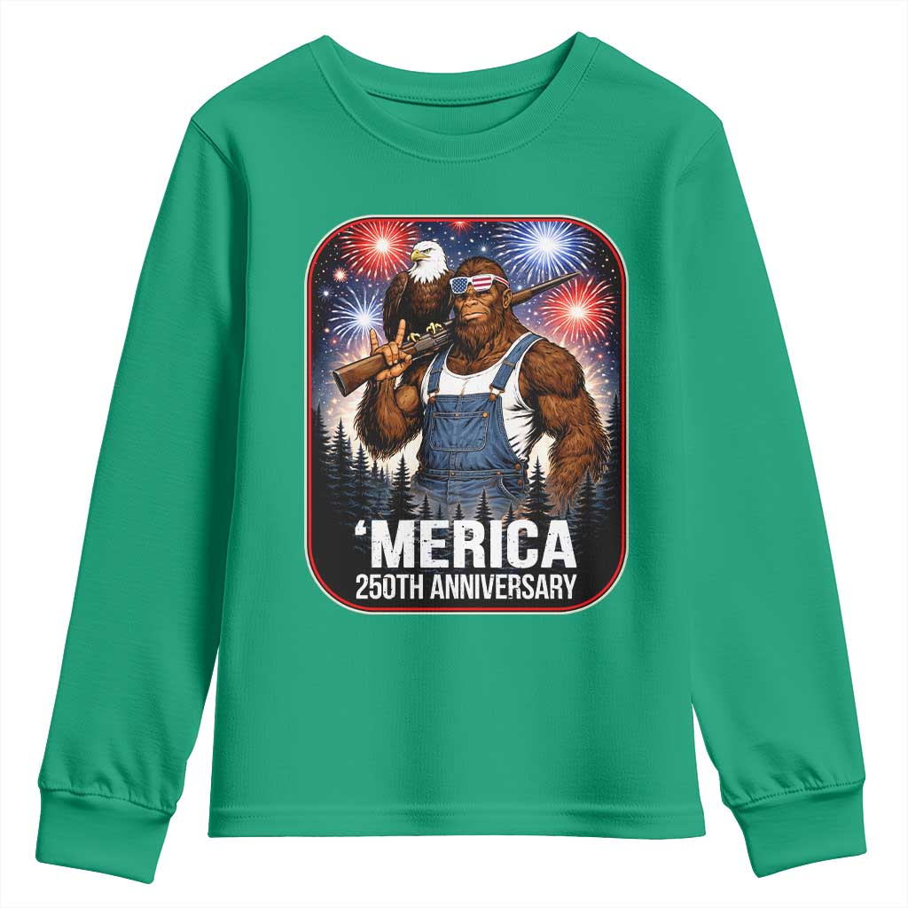Funny Bigfoot America 250 Years Of American Freedom Youth Sweatshirt
